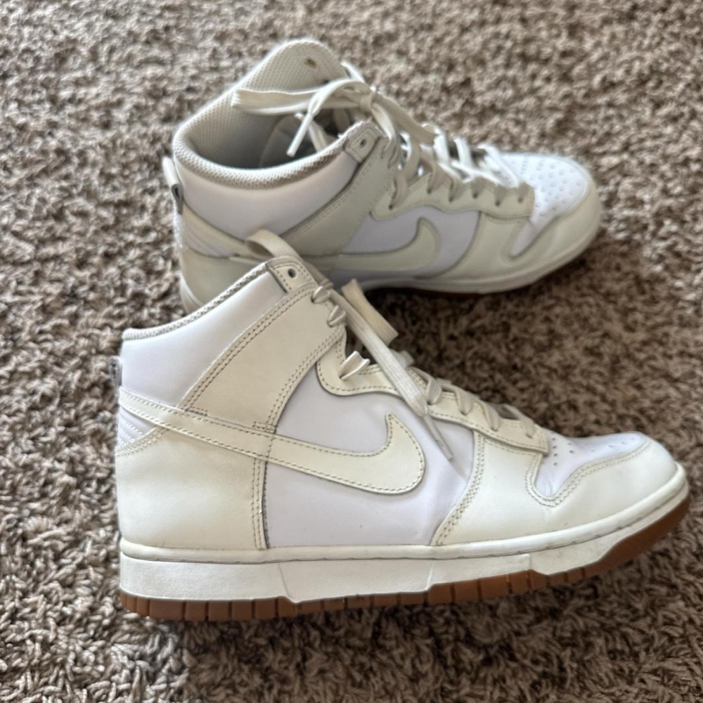 Nike White and Cream High-Top Sneakers